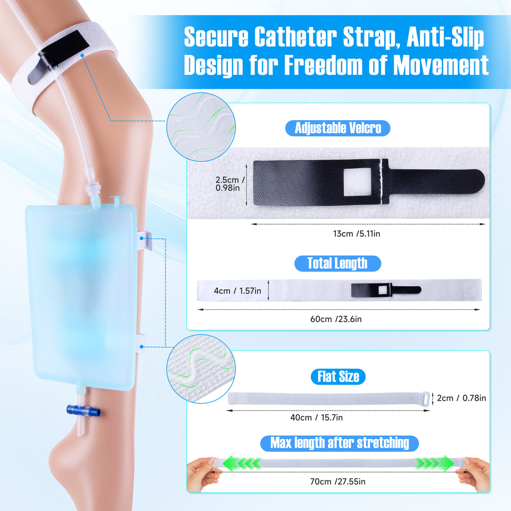 Men's External Catheter Kit, Anti-Slip Wearable Urine Collector with Detachable 1000mL Silicone Bag, 39.4-Inch Trimmable Tube for Travel, Driving and Wheelchair Use